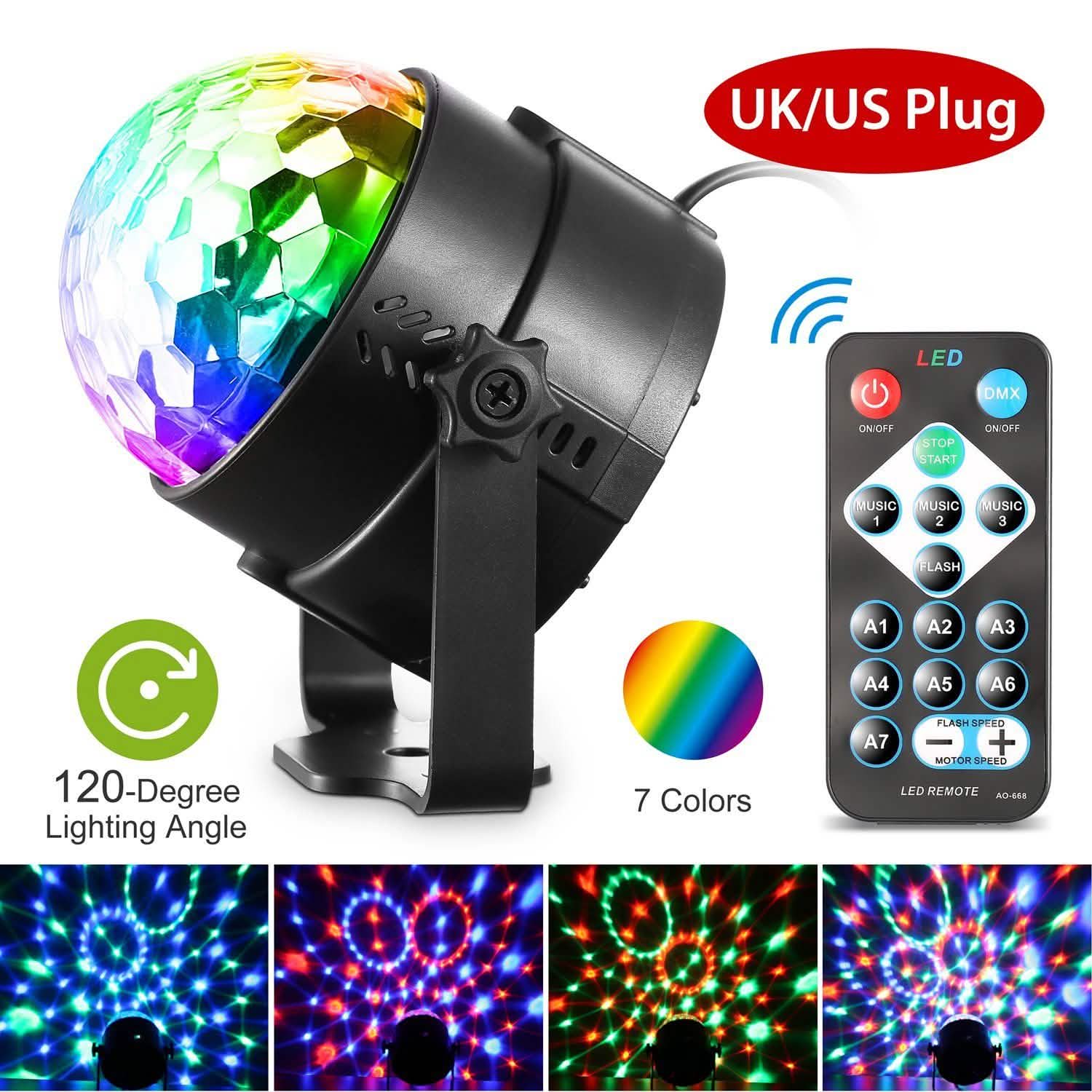 7 Colors Sound Activated Party Lights with Remote Control Indoor Lighting - Tophatter Daily Deals