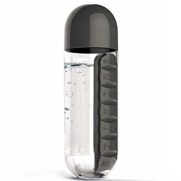 7-Day Pill Tablet Medicine Organizer Water Drink Bottle Holder Box Black Health & Wellness - Tophatter Daily Deals
