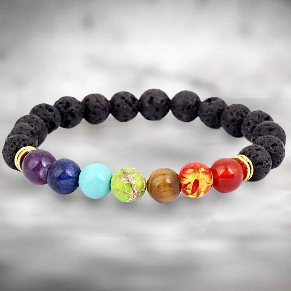 7 Genuine Chakra Healing Natural Stone Bead Bracelet Bracelets - Tophatter Daily Deals