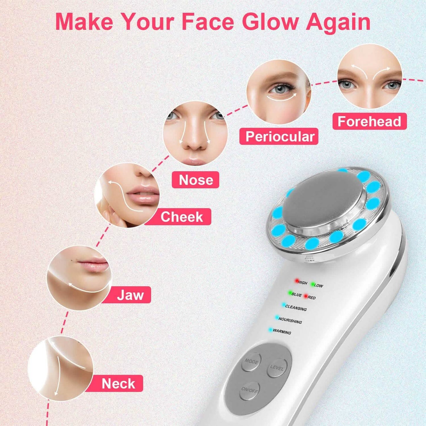 7-in-1 Facial Massager Ultrasonic High Frequency Face Lifting Machine Beauty & Personal Care - Tophatter Daily Deals