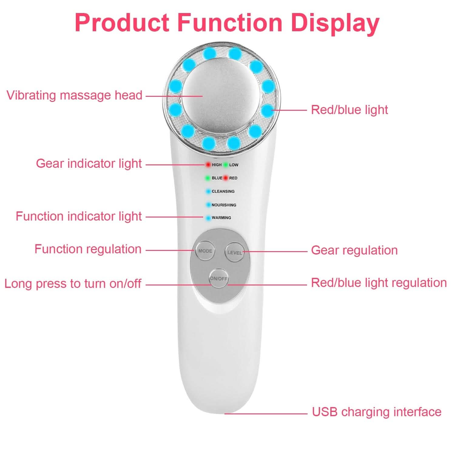 7-in-1 Facial Massager Ultrasonic High Frequency Face Lifting Machine Beauty & Personal Care - Tophatter Daily Deals
