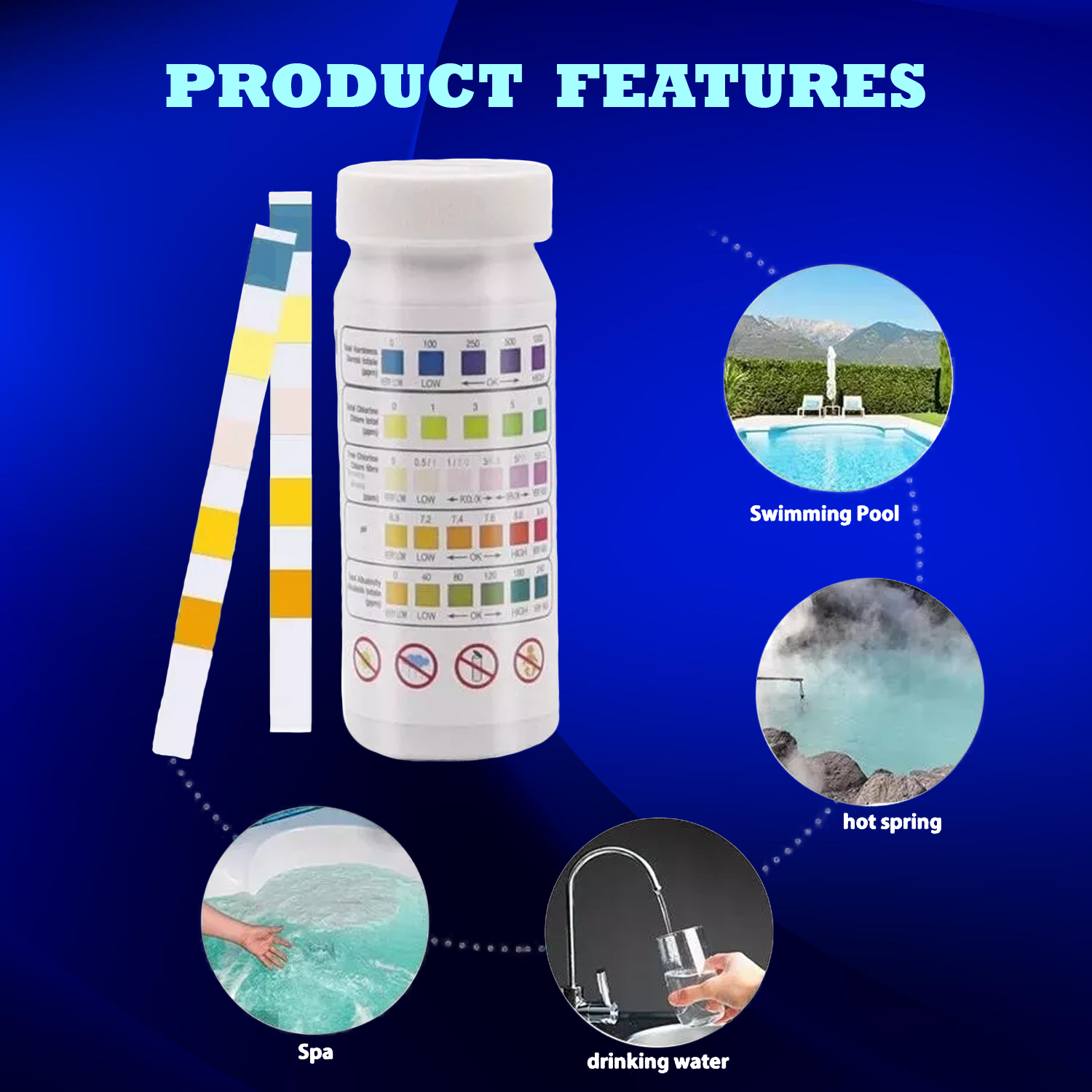 Swimming Pool Test Strips – 200PCS Chlorine Dip Test Strips Swimming Pool Water SPA Hot Tub PH Tester Paper Swimming pool test strips - Tophatter Daily Deals