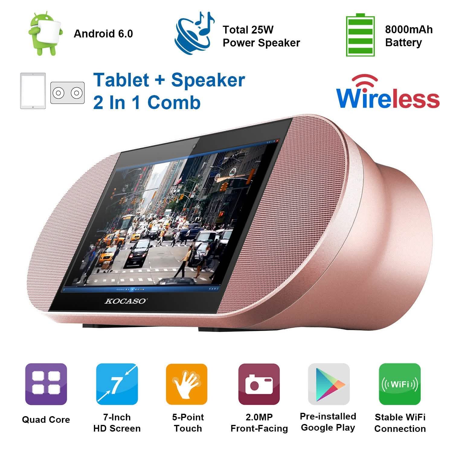 7-Inch Touch Screen Android Tablet PC with Wireless Speaker Tablets - Tophatter Daily Deals