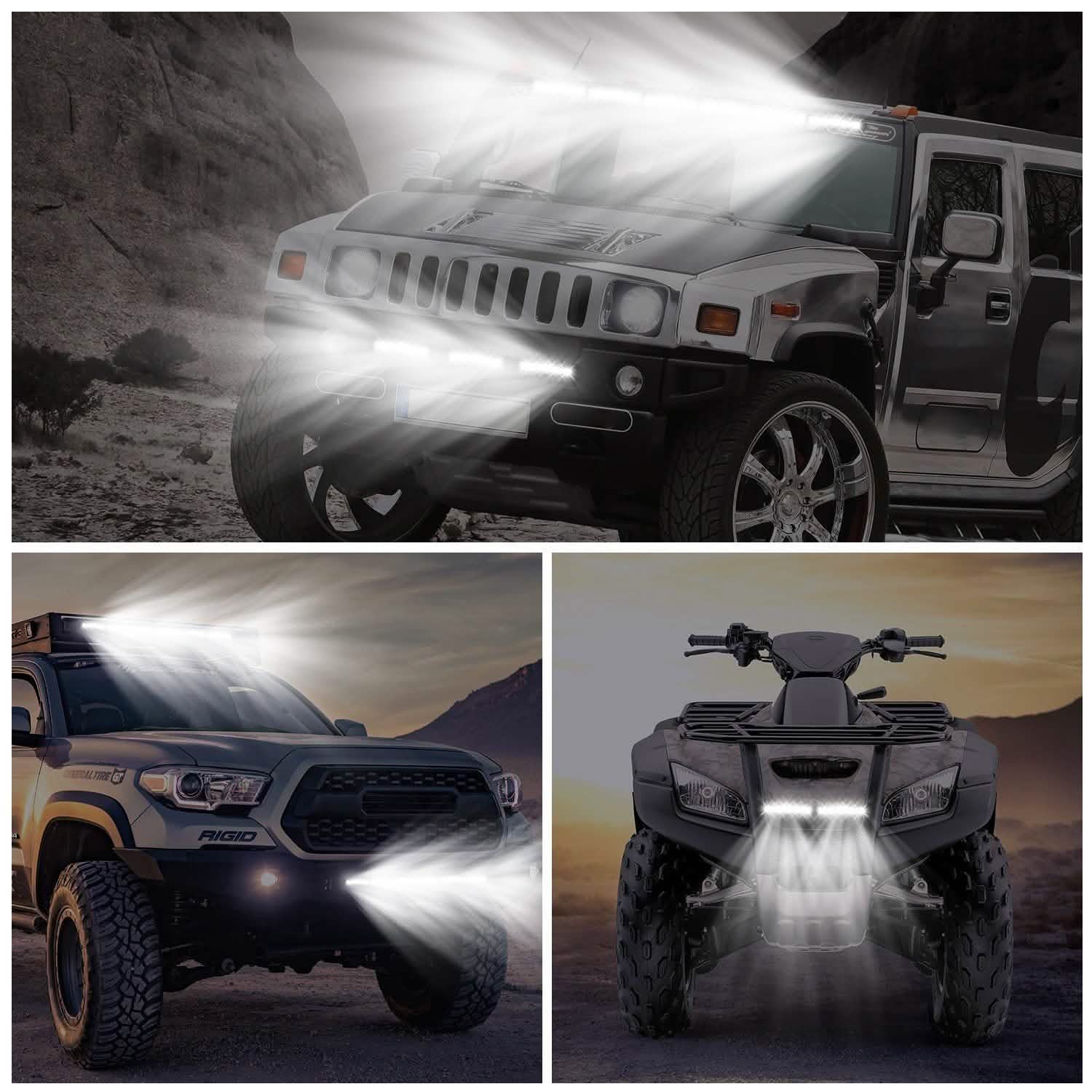 7" LED Light Bar Single Row Offroad Spot Lights Automotive - Tophatter Daily Deals