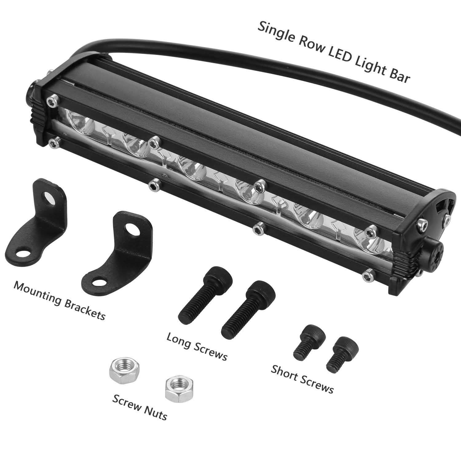 7" LED Light Bar Single Row Offroad Spot Lights Automotive - Tophatter Daily Deals