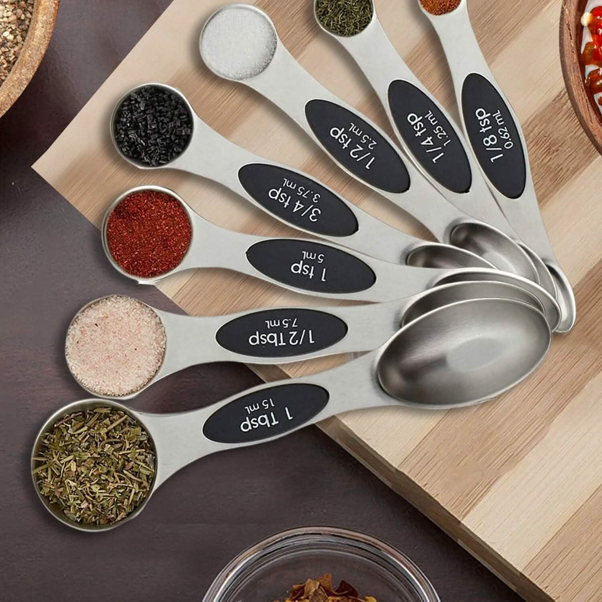 7-Piece: Double Sided Stackable Magnetic Measuring Spoons Set with Leveler Kitchen Tools & Gadgets - Tophatter Daily Deals