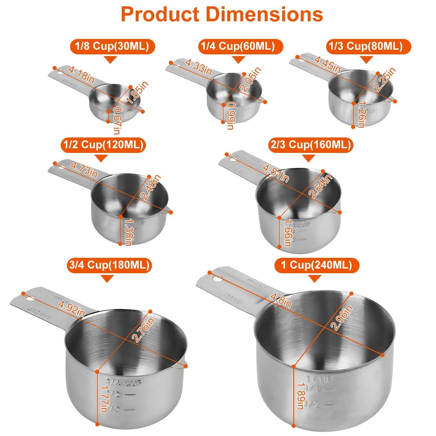7-Piece: Stainless Steel Measuring Cups Kitchen Tools & Gadgets - Tophatter Daily Deals