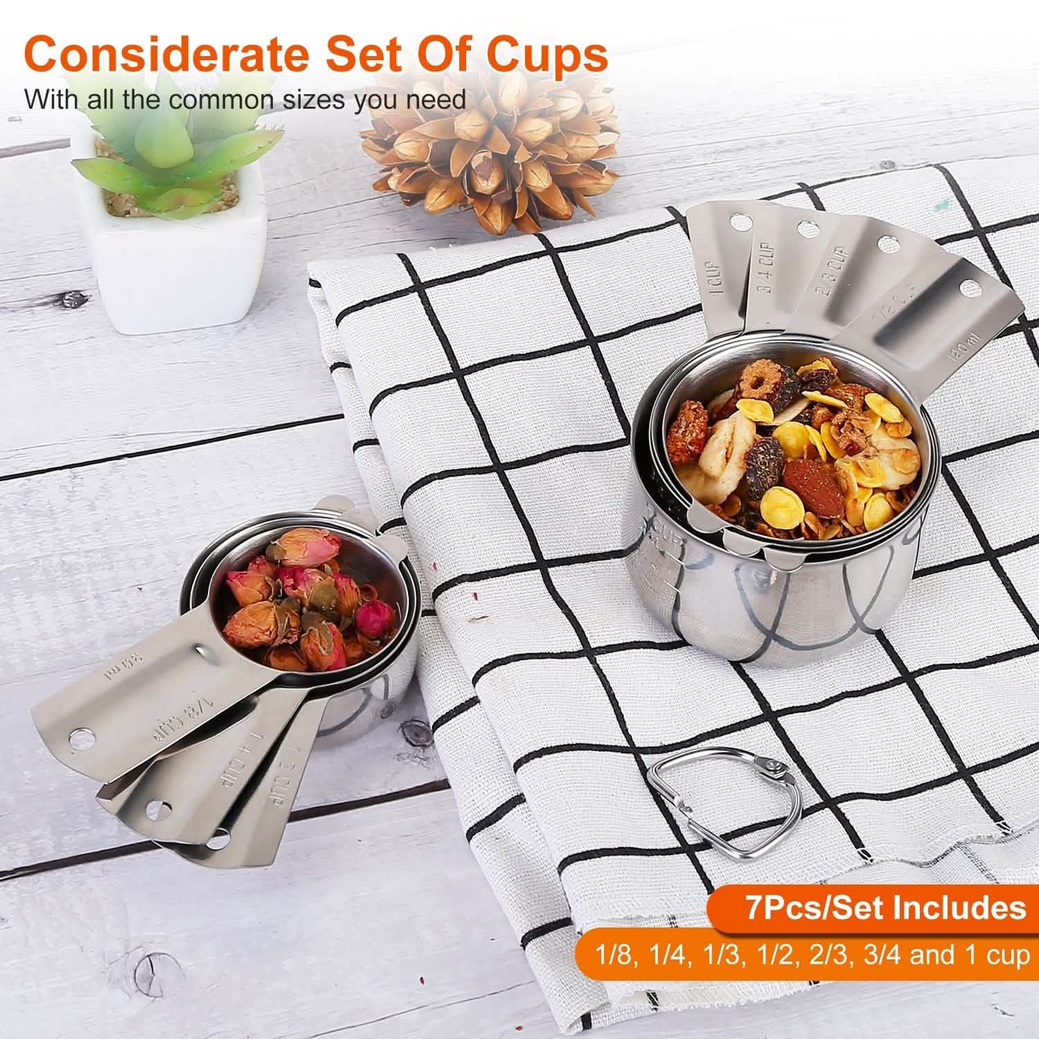7-Piece: Stainless Steel Measuring Cups Kitchen Tools & Gadgets - Tophatter Daily Deals