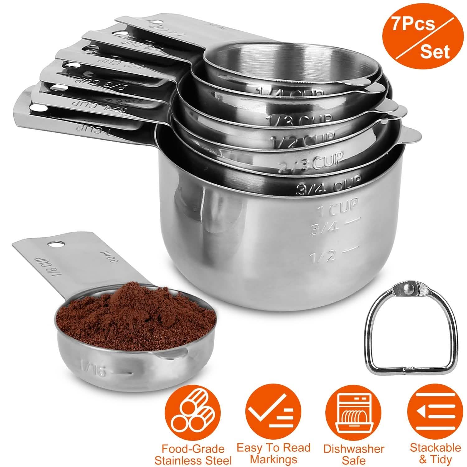 7-Piece: Stainless Steel Measuring Cups Kitchen Tools & Gadgets - Tophatter Daily Deals