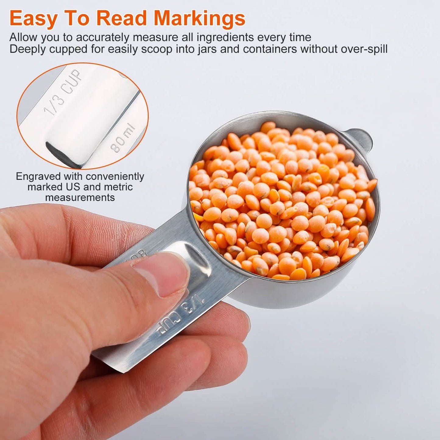 7-Piece: Stainless Steel Measuring Cups Kitchen Tools & Gadgets - Tophatter Daily Deals