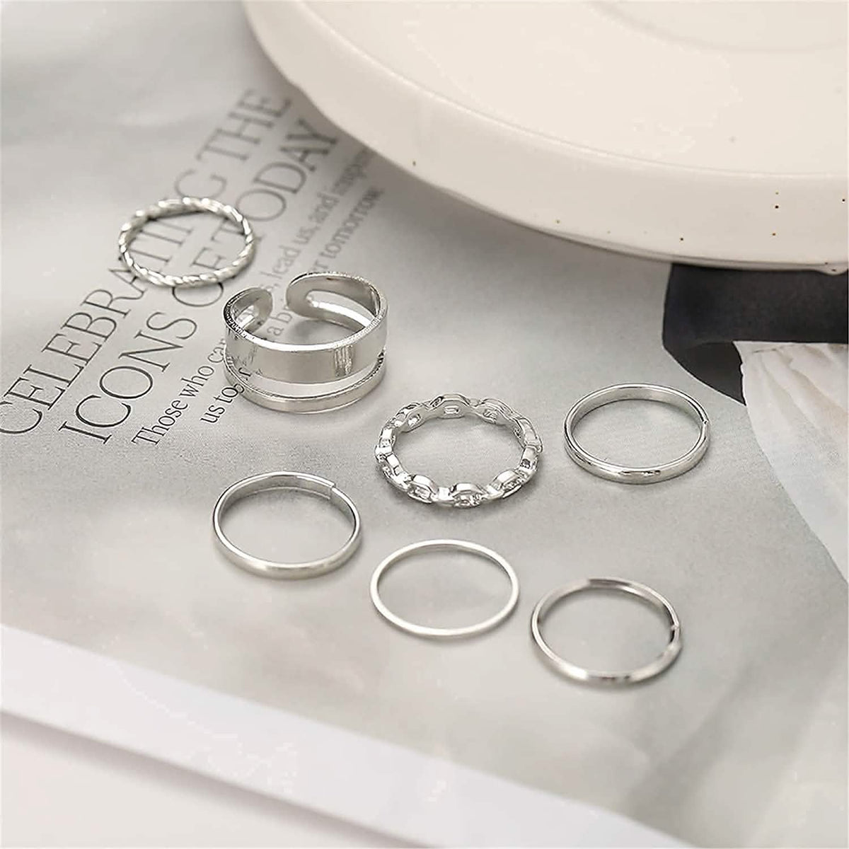 7-Piece: Women's Gold Knuckle Ring Set Rings - Tophatter Daily Deals
