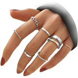 7-Piece: Women's Gold Knuckle Ring Set Silver Rings - Tophatter Daily Deals