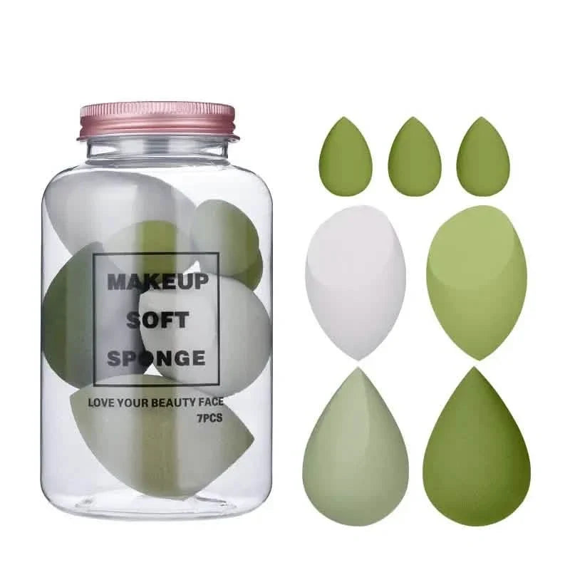 7-Pieces Set: Puff Teardrop Blender Foundation Sponge Set Green Beauty & Personal Care - Tophatter Daily Deals