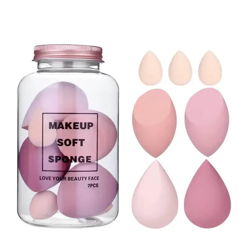 7-Pieces Set: Puff Teardrop Blender Foundation Sponge Set Pink Beauty & Personal Care - Tophatter Daily Deals