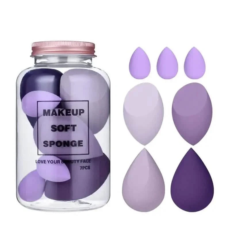7-Pieces Set: Puff Teardrop Blender Foundation Sponge Set Purple Beauty & Personal Care - Tophatter Daily Deals