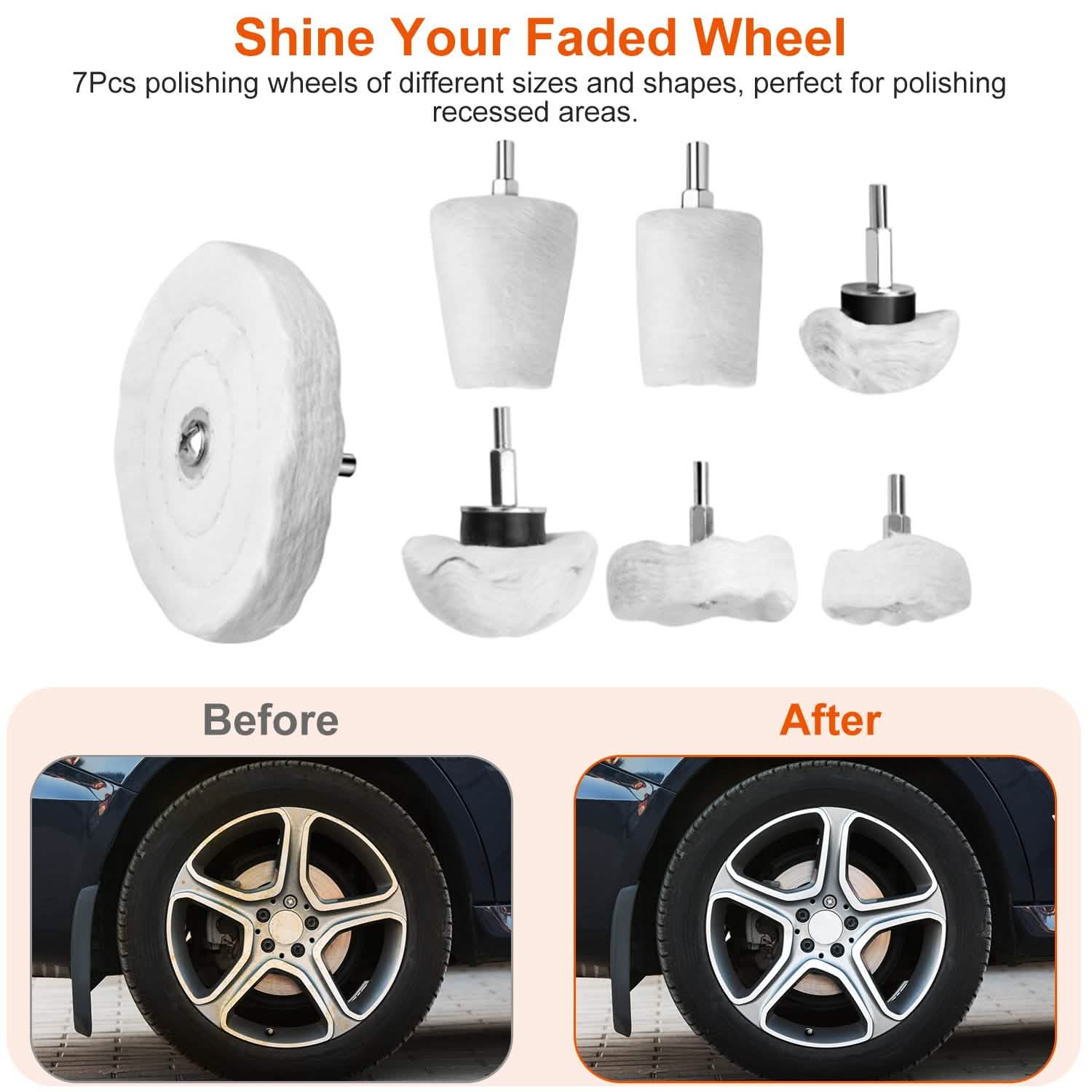 7-Pieces Set: Wheels Polishing Pads Car Buffing Automotive - Tophatter Daily Deals