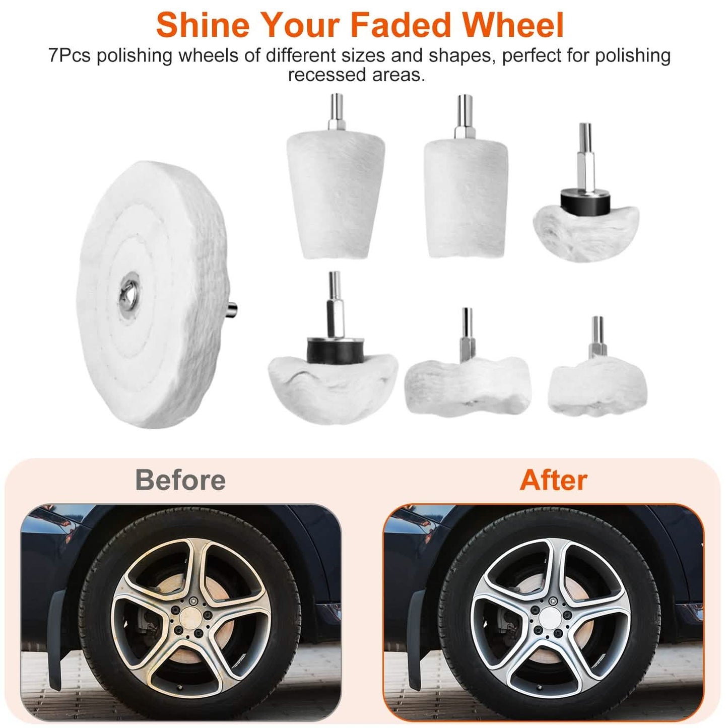 7-Pieces Set: Wheels Polishing Pads Car Buffing Automotive - Tophatter Daily Deals