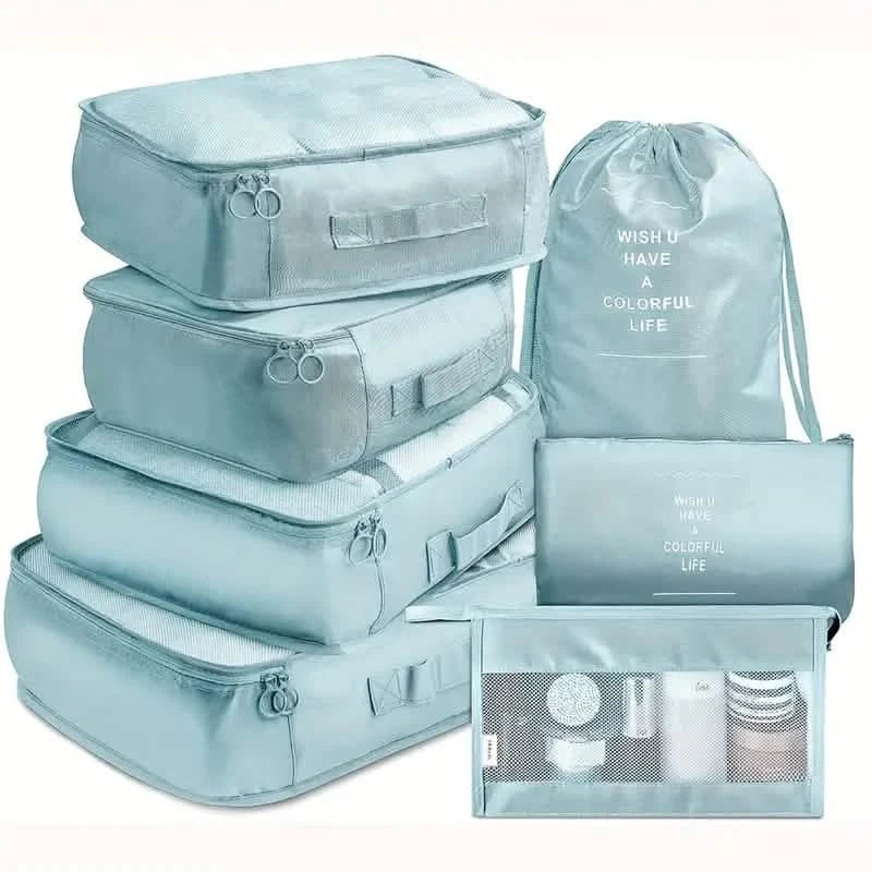 7-Pieces: Travel Luggage Packing Organizers Set Blue Storage & Organization - Tophatter Daily Deals