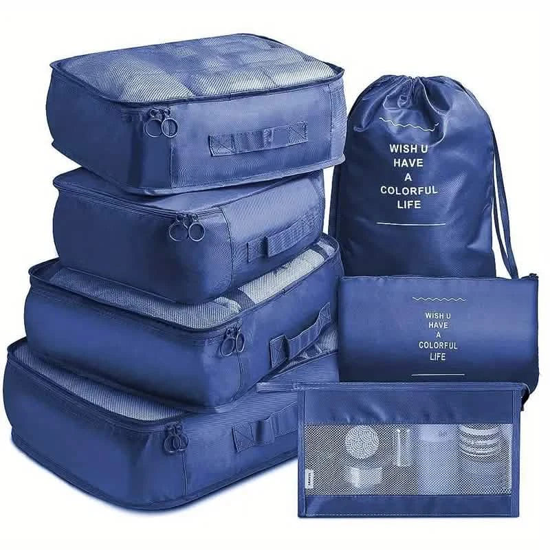 7-Pieces: Travel Luggage Packing Organizers Set Navy Storage & Organization - Tophatter Daily Deals