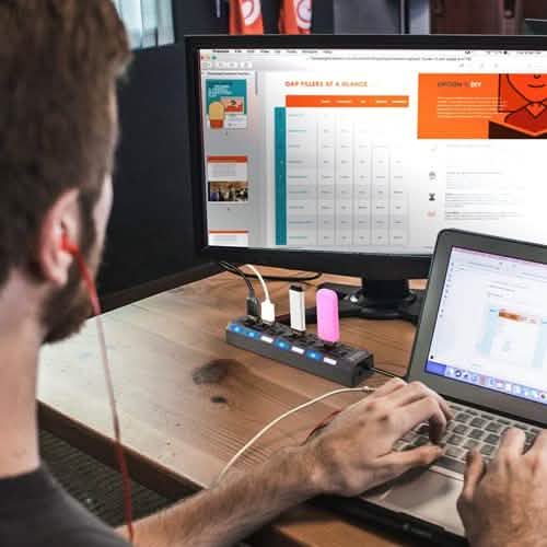 7 Port USB 2.0 Hub High Speed Multiport Computer Accessories - Tophatter Daily Deals