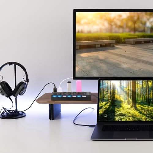 7 Port USB 2.0 Hub High Speed Multiport Computer Accessories - Tophatter Daily Deals