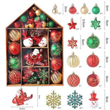 70-Pieces Set: Christmas Tree Decorations Christmas Ball Red Green Gold Seasonal Decor - Tophatter Daily Deals