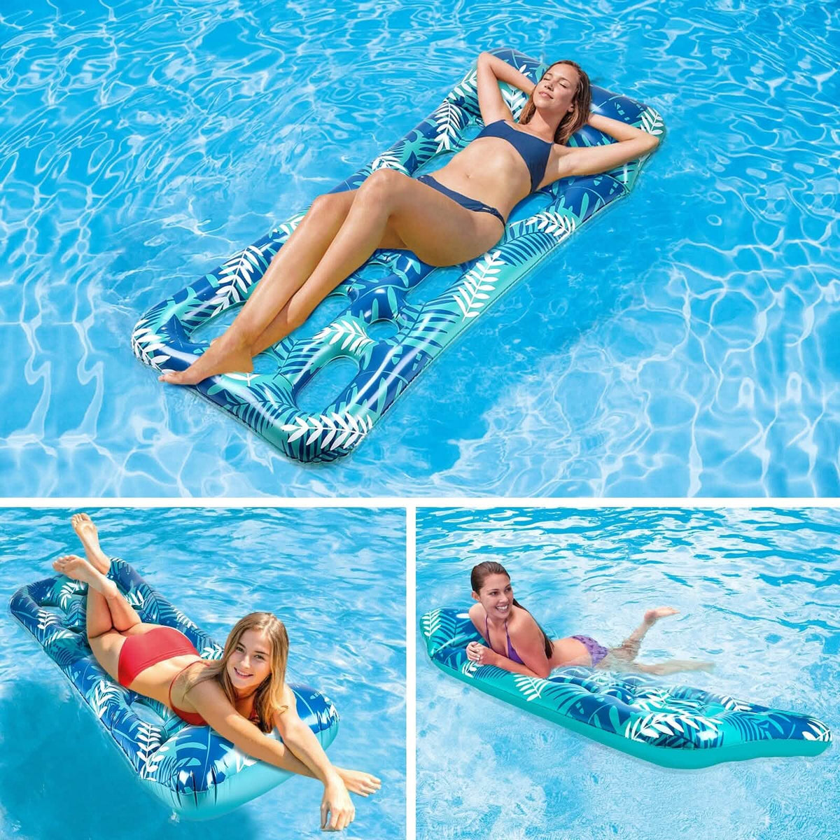 70" x 30" Inflatable Lounge Pool with Headrest Outdoor Recreation - Tophatter Daily Deals