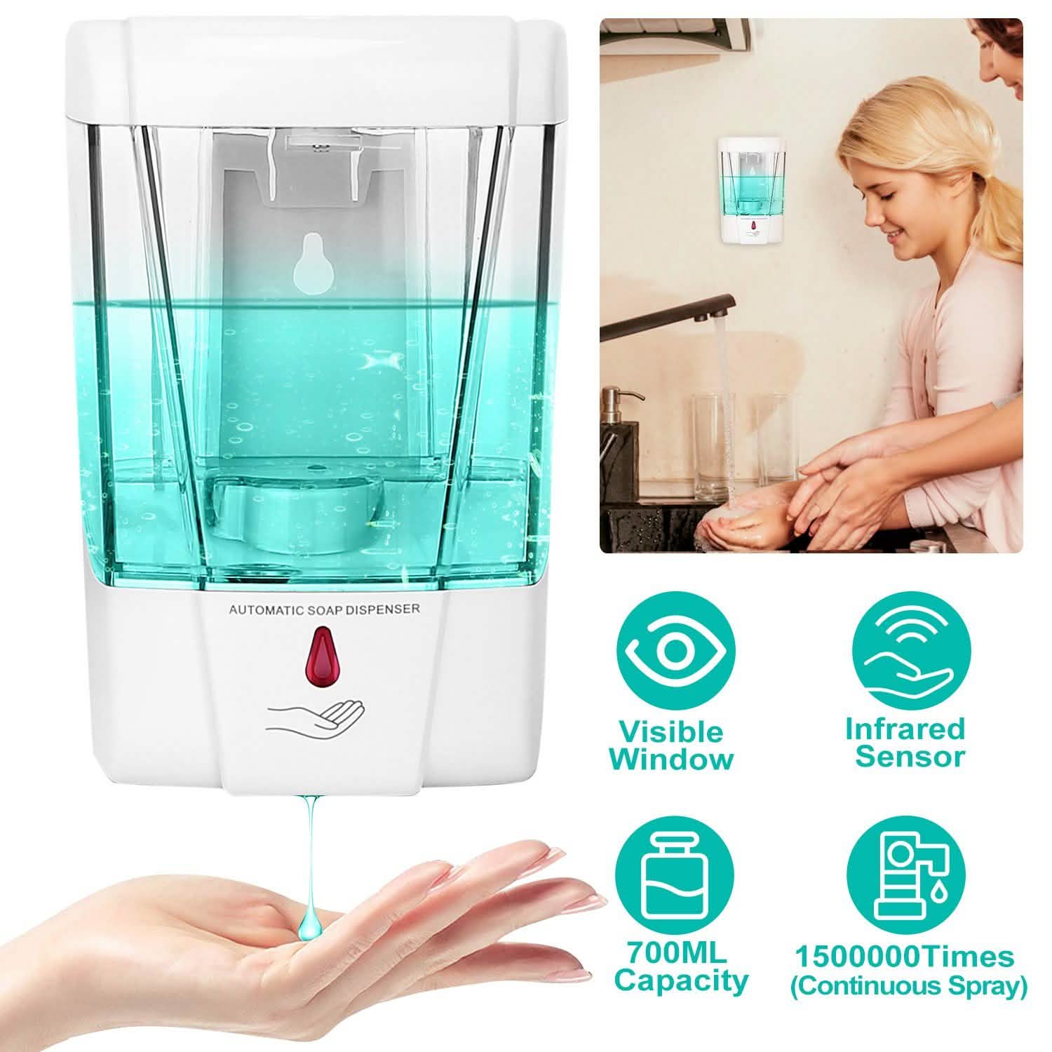 700ML Automatic Soap Dispenser Bath - Tophatter Daily Deals