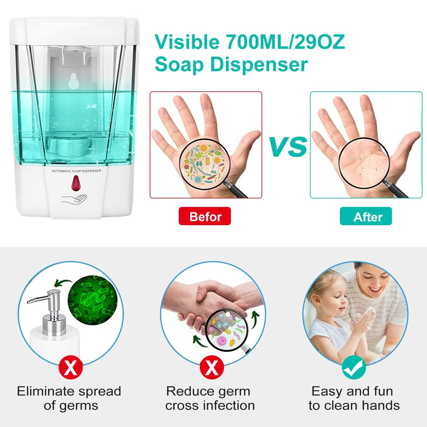 700ML Automatic Soap Dispenser Bath - Tophatter Daily Deals