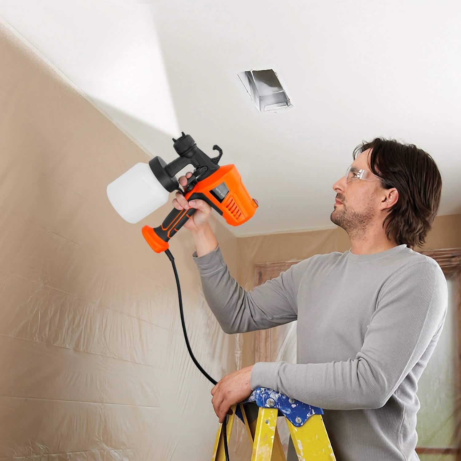700W Electric Paint Sprayer Handheld HVLP Spray Painter Home Improvement - Tophatter Daily Deals