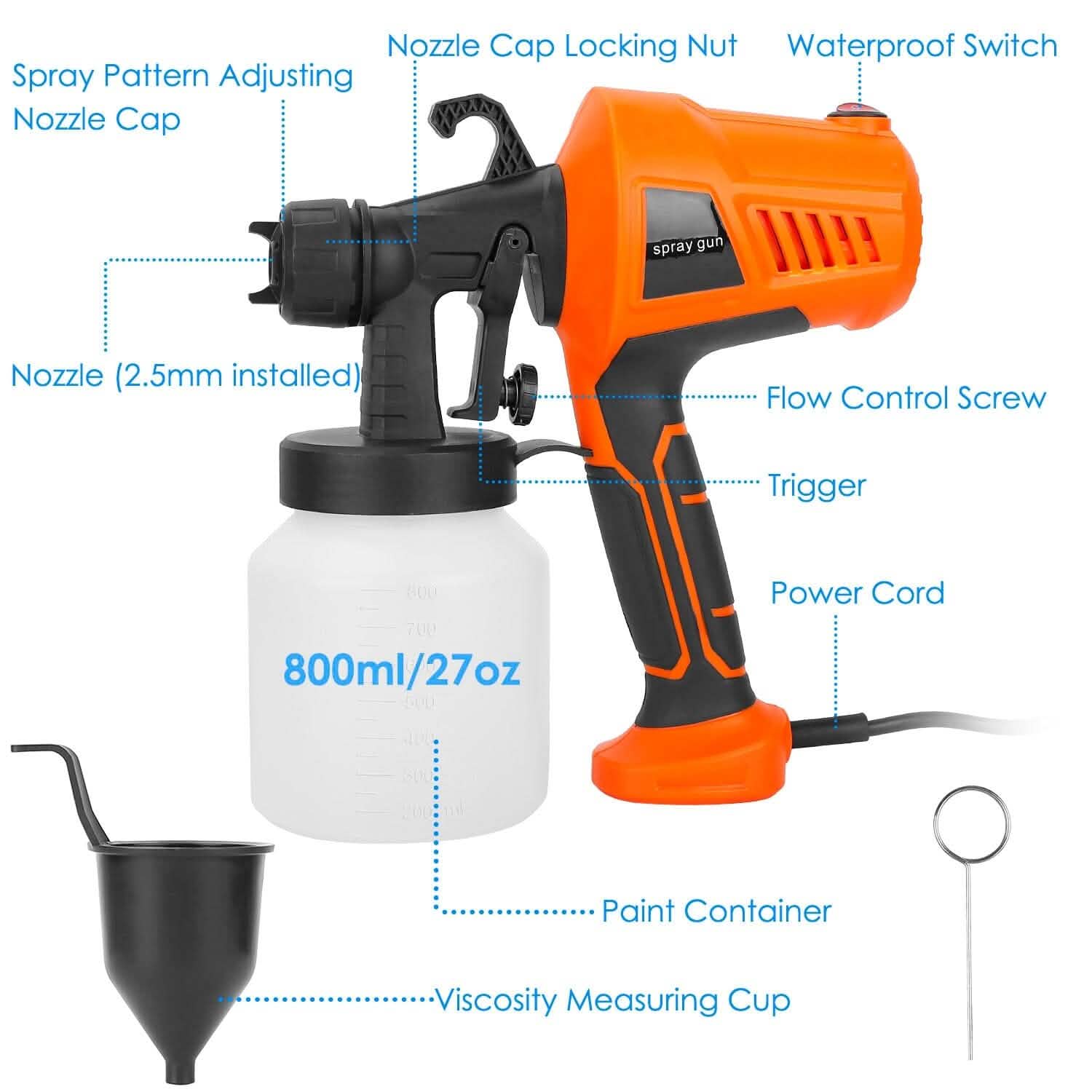 700W Electric Paint Sprayer Handheld with 3 Spray Patterns 800ml Home Improvement - Tophatter Daily Deals