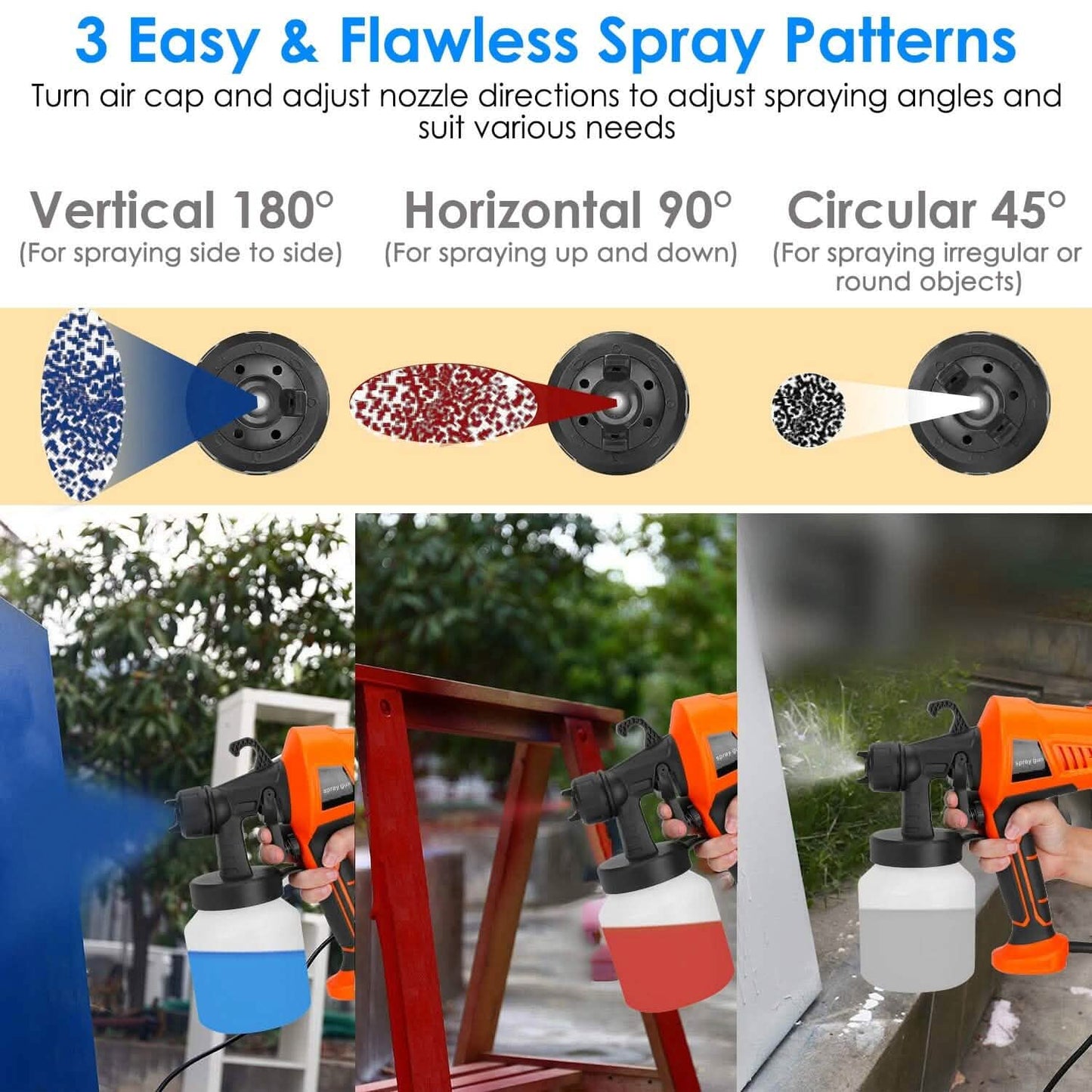 700W Electric Paint Sprayer Handheld with 3 Spray Patterns 800ml Home Improvement - Tophatter Daily Deals