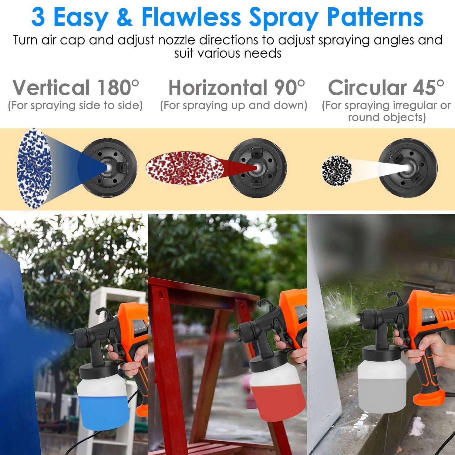 700W Electric Paint Sprayer Handheld with 3 Spray Patterns 800ml Home Improvement - Tophatter Daily Deals