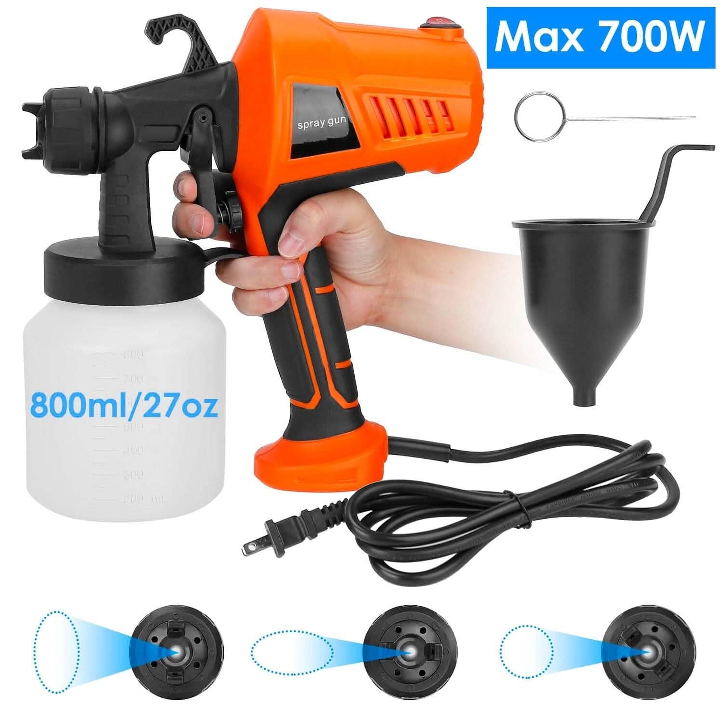 700W Electric Paint Sprayer Handheld with 3 Spray Patterns 800ml Home Improvement - Tophatter Daily Deals