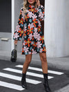 Floral Mock Neck Balloon Sleeve Dress Casual Dresses - Tophatter Daily Deals