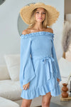 BiBi Smocked Ruffled Front Tie Mini Dress Casual Dresses - Tophatter Daily Deals