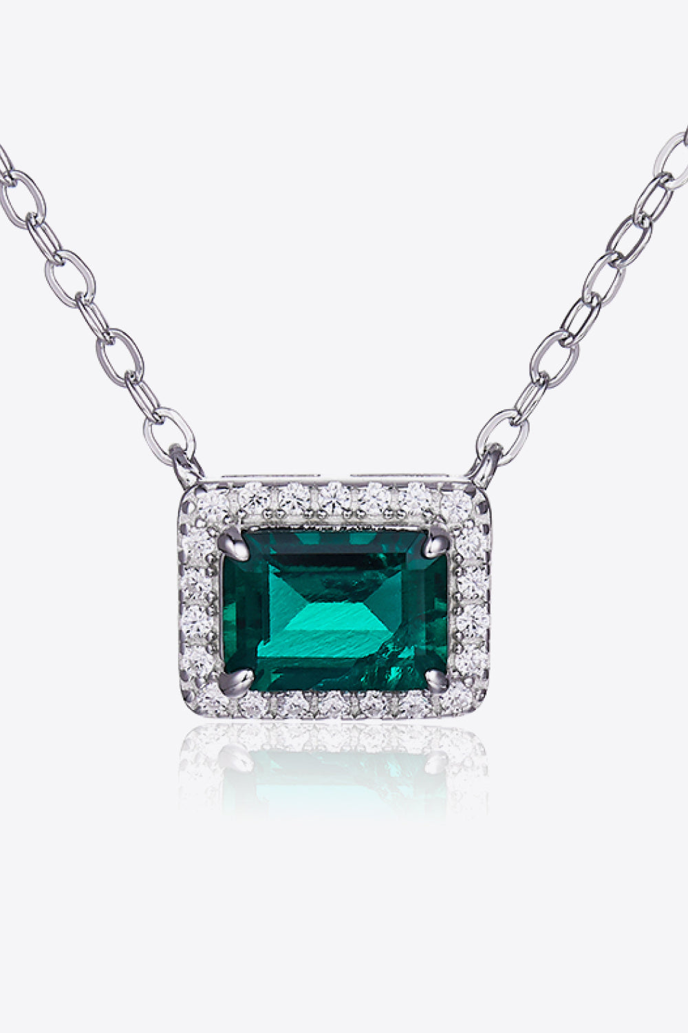 Lab-Grown Emerald Rectangle Pendant Necklace Green One Size Necklaces - Tophatter Daily Deals