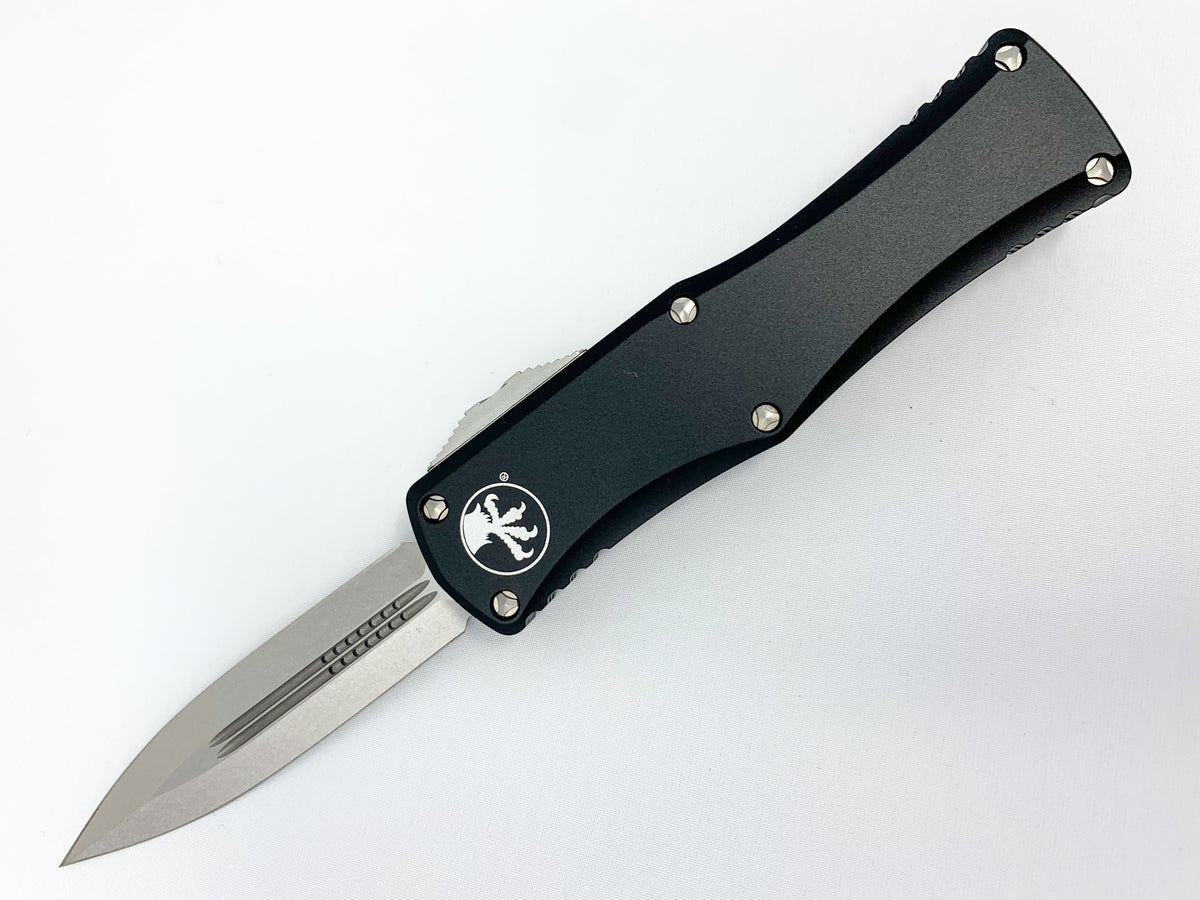 Microtech Hera - Stonewashed Double Edge Dagger - Black Chassis - 702-10 Automatic Knives - Tophatter Daily Deals