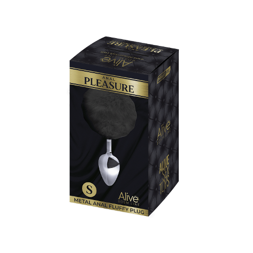Alive Metal Fluffy Plug Black Small > Anal Range > Tail Butt Plugs - Tophatter Daily Deals