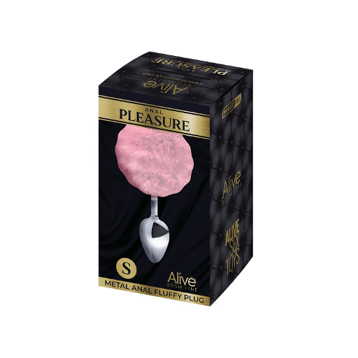 Alive Metal Fluffy Plug Pink Small > Anal Range > Tail Butt Plugs - Tophatter Daily Deals