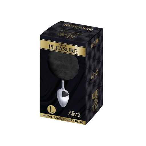 Alive Metal Fluffy Plug Black Large > Anal Range > Tail Butt Plugs - Tophatter Daily Deals