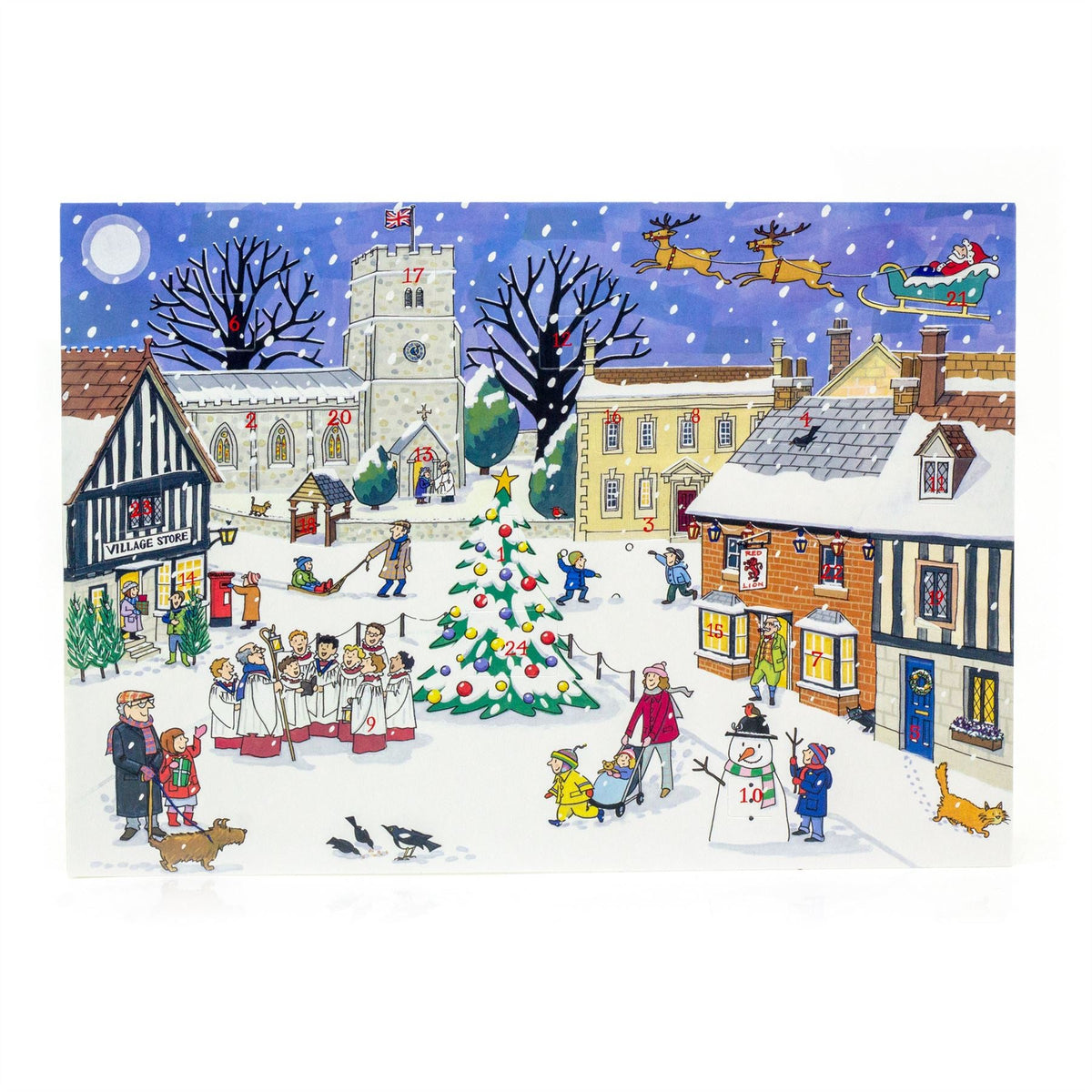 Christmas in the Village - Christmas Advent Calendar Greetings Card & Envelope Advent Calendar - Tophatter Daily Deals