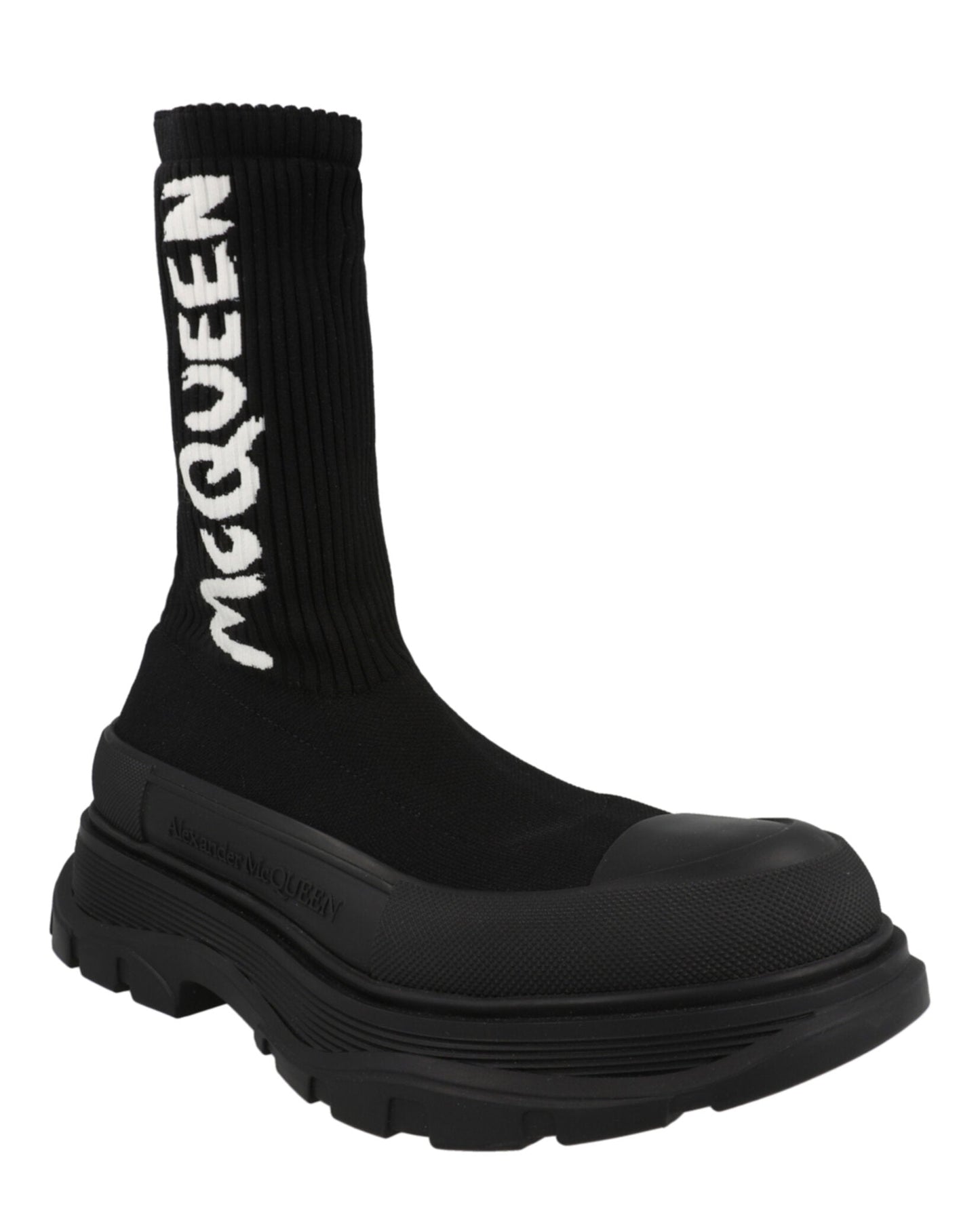 Alexander McQueen Ribbed Knit Tread Slick Boots Footwear - Tophatter Daily Deals