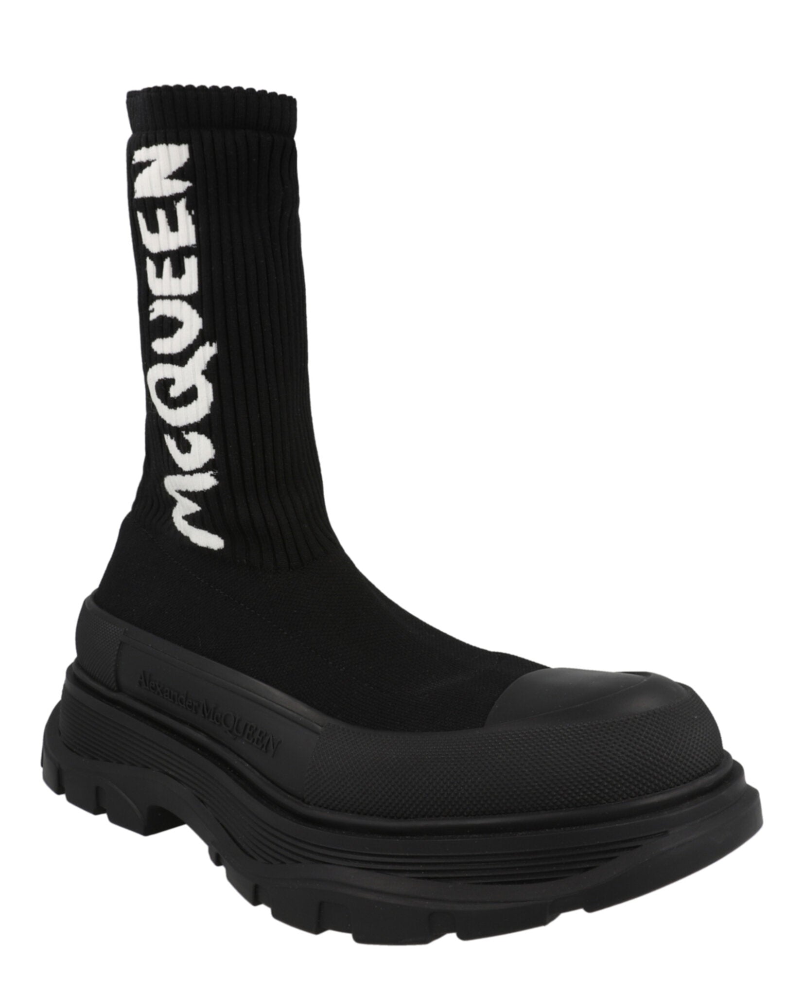 Alexander McQueen Ribbed Knit Tread Slick Boots Footwear - Tophatter Daily Deals