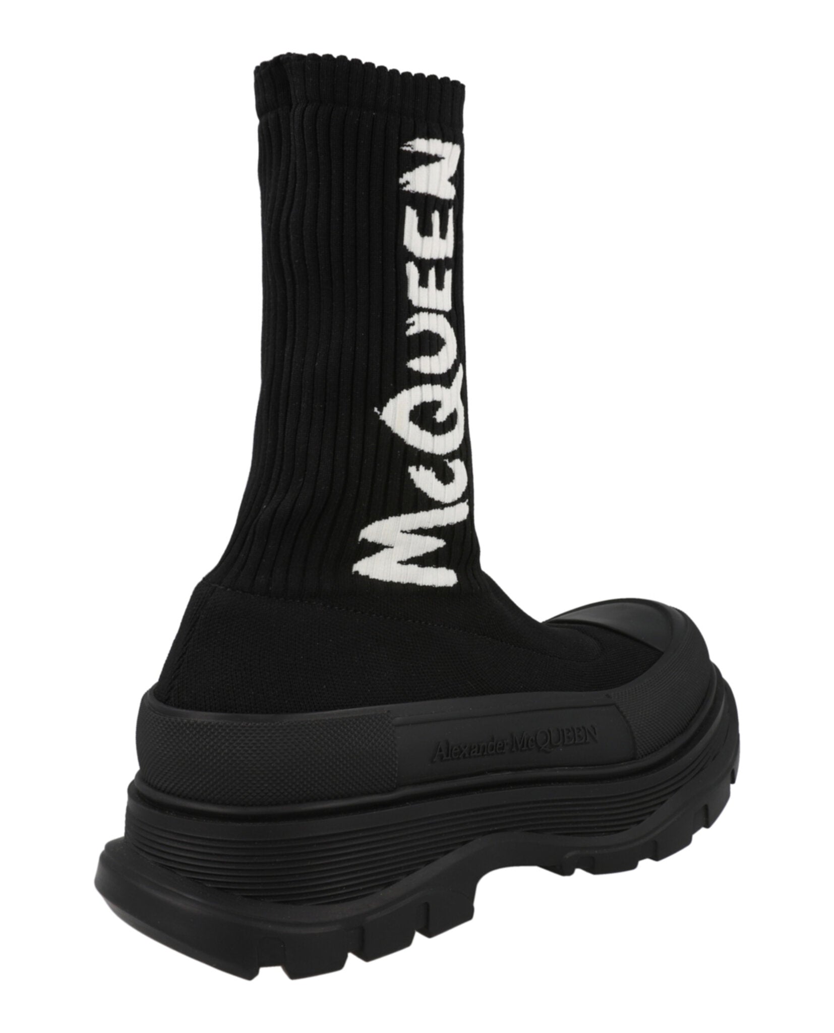 Alexander McQueen Ribbed Knit Tread Slick Boots Footwear - Tophatter Daily Deals