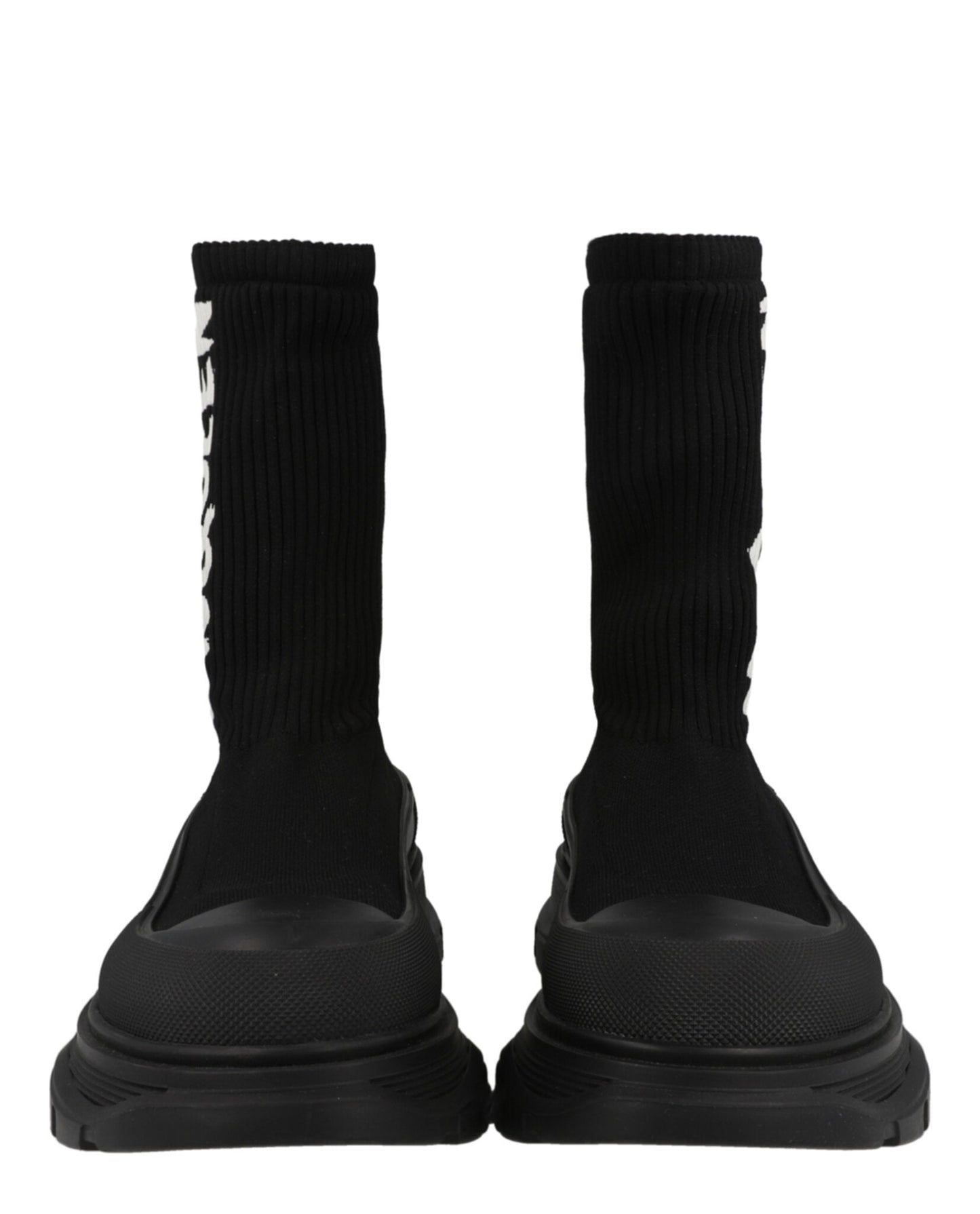Alexander McQueen Ribbed Knit Tread Slick Boots Footwear - Tophatter Daily Deals