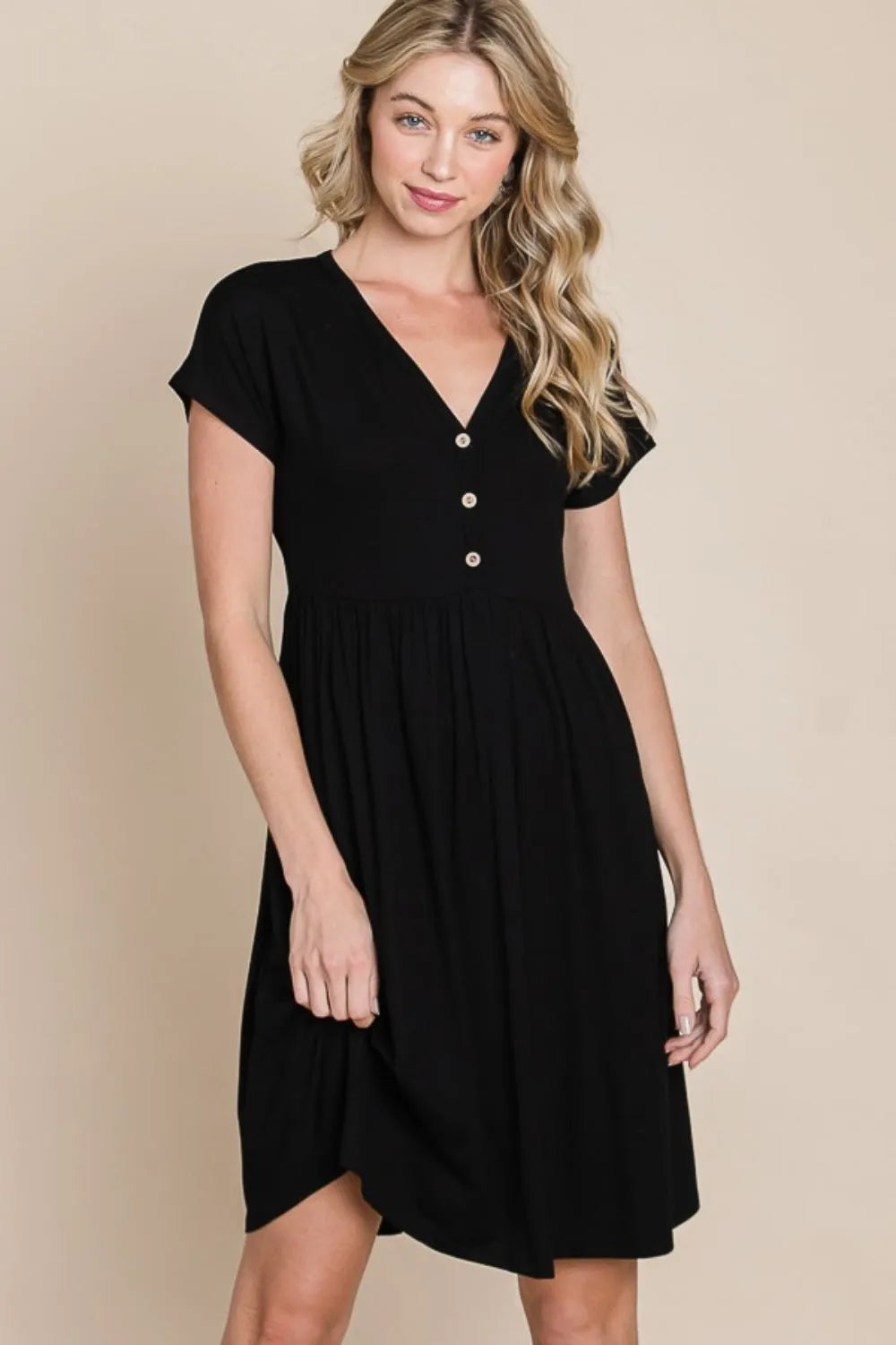 BOMBOM V-Neck Short Sleeve Dress Casual Dresses - Tophatter Daily Deals