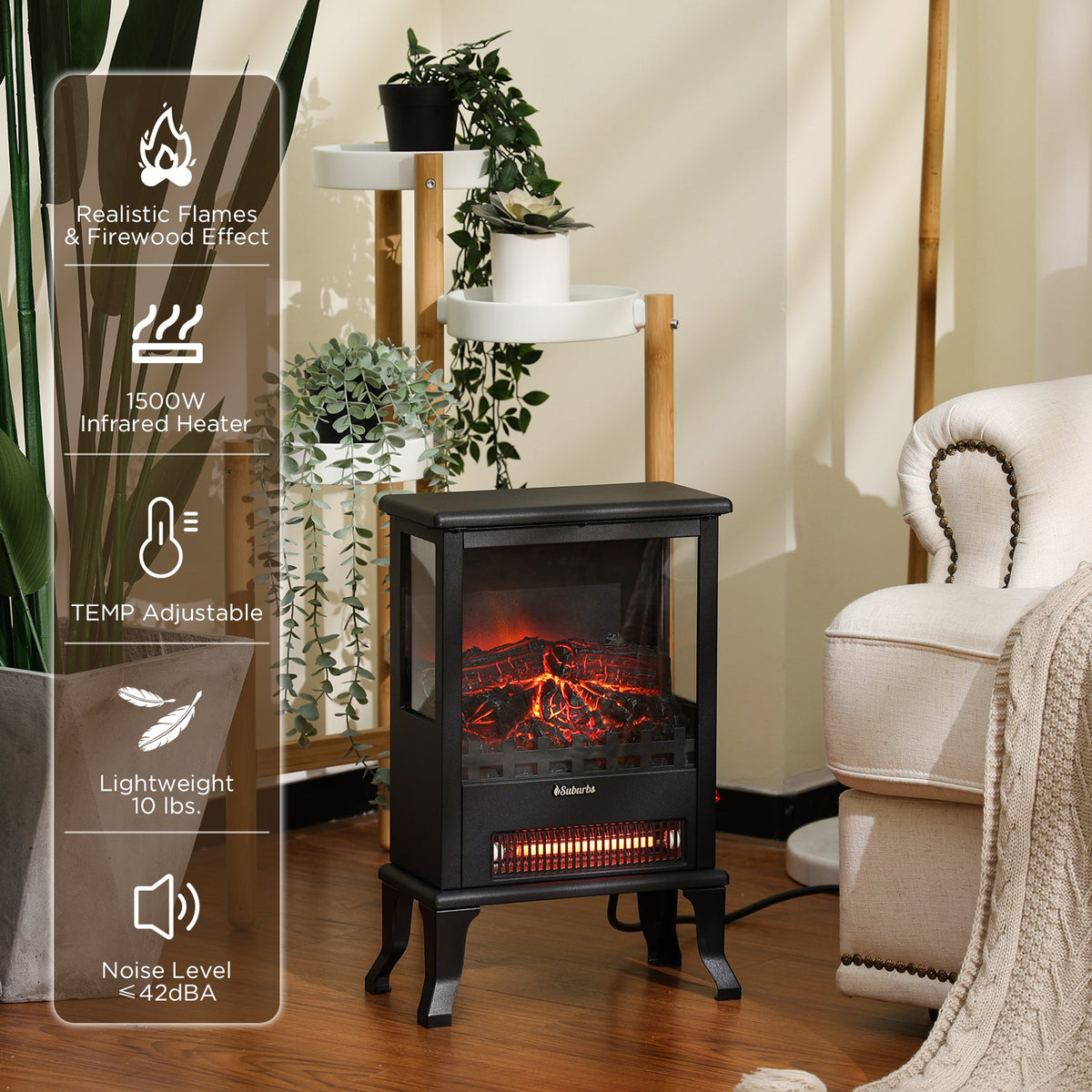 Suburbs TS17Q Electric Fireplace Stove Heater Household Appliances - Tophatter Daily Deals