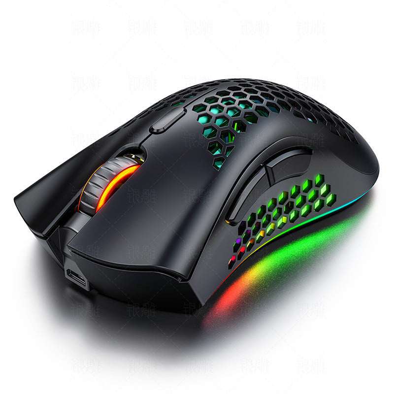BLACK Silent Wireless Rechargeable Hole Gaming Mouse 0 - Tophatter Daily Deals