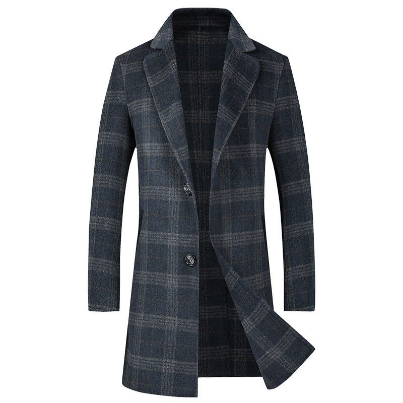 Warm Refined Men's Overcoat - Longline, Wool, Citywear Blue 3D Changing Face Moving Picture Frame - Tophatter Daily Deals